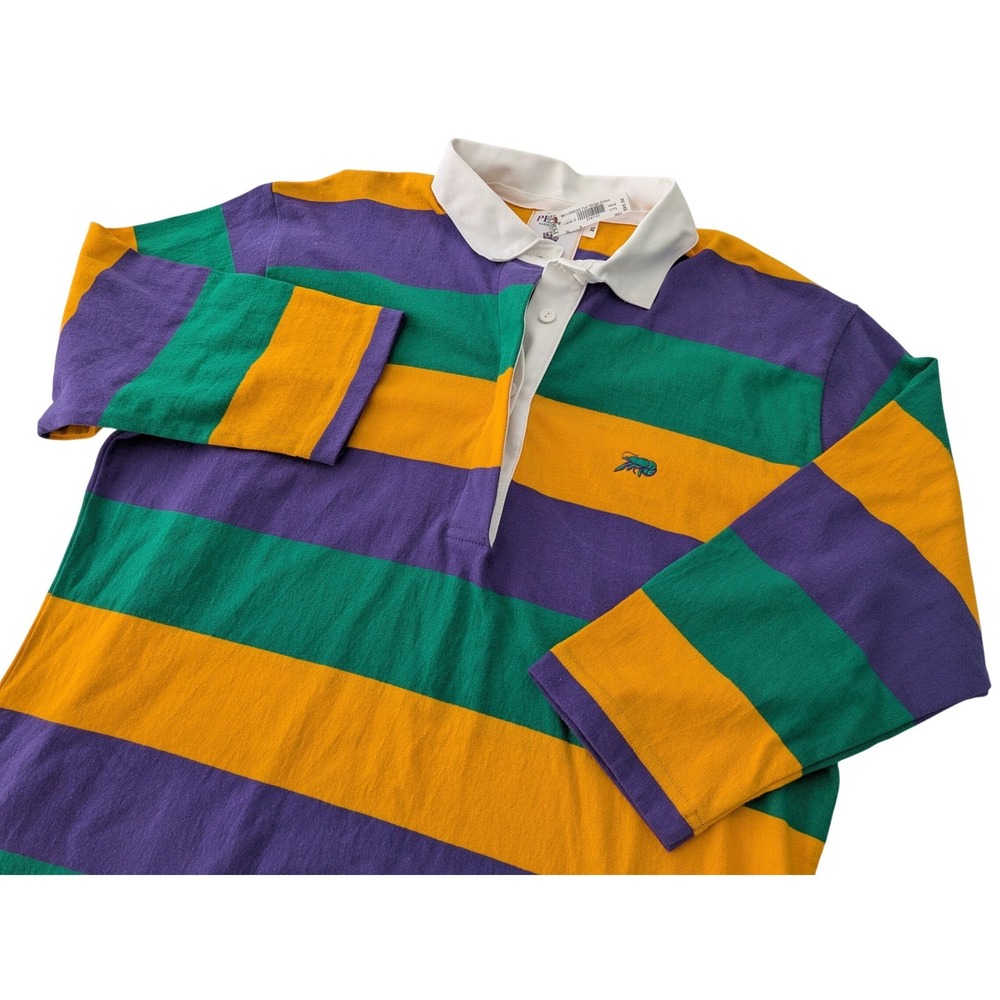 Vintage Perlis Rugby Dress Womens XL Mardi Gras Striped Crawfish Made in USA NWT